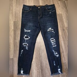 VIP DISTRESSED JEANS holes Raw Hem Western Streetwear Plus Curvy High Waist Y2k